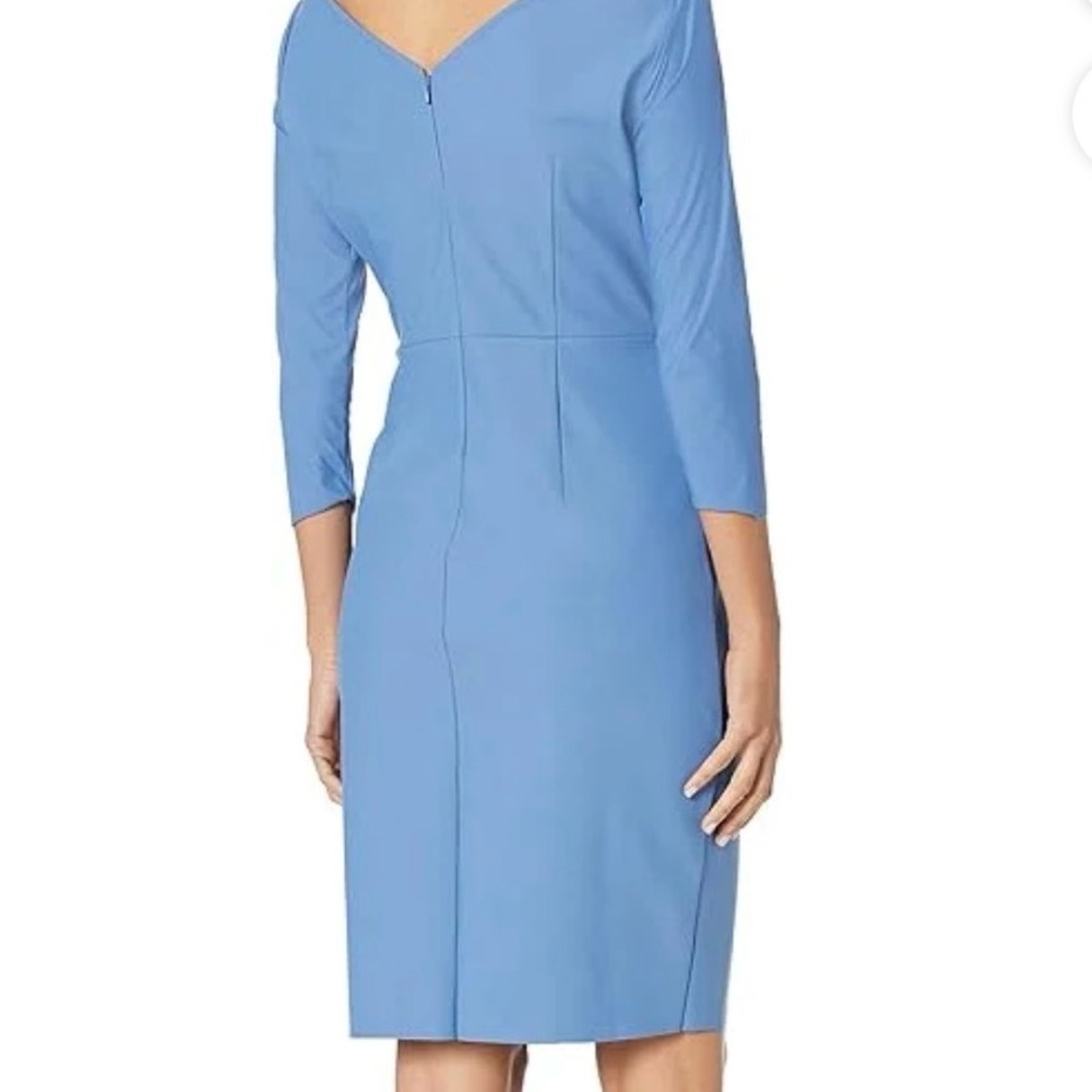 Elegant Alex Evenings Sheath Slimming Dress with Brooch. Sz 14 Sky Blue - Picture 2 of 8